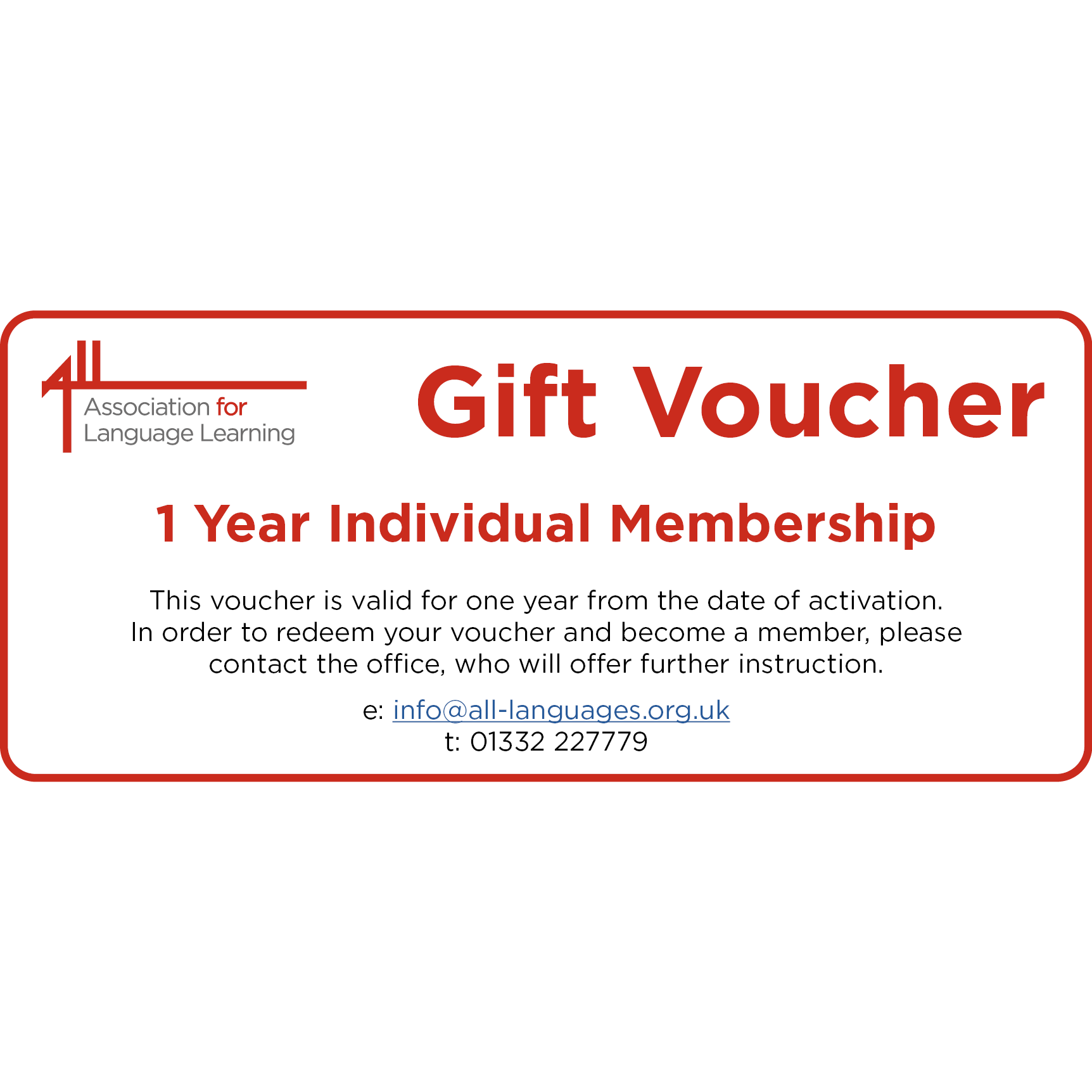 ALL Voucher for one year Individual Membership